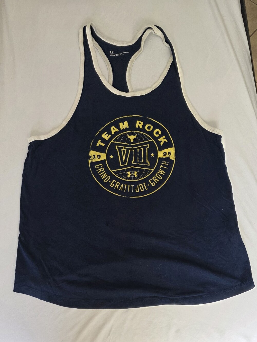 Under Armour Navy Swim Rash Guard Tank with Yellow Logo
